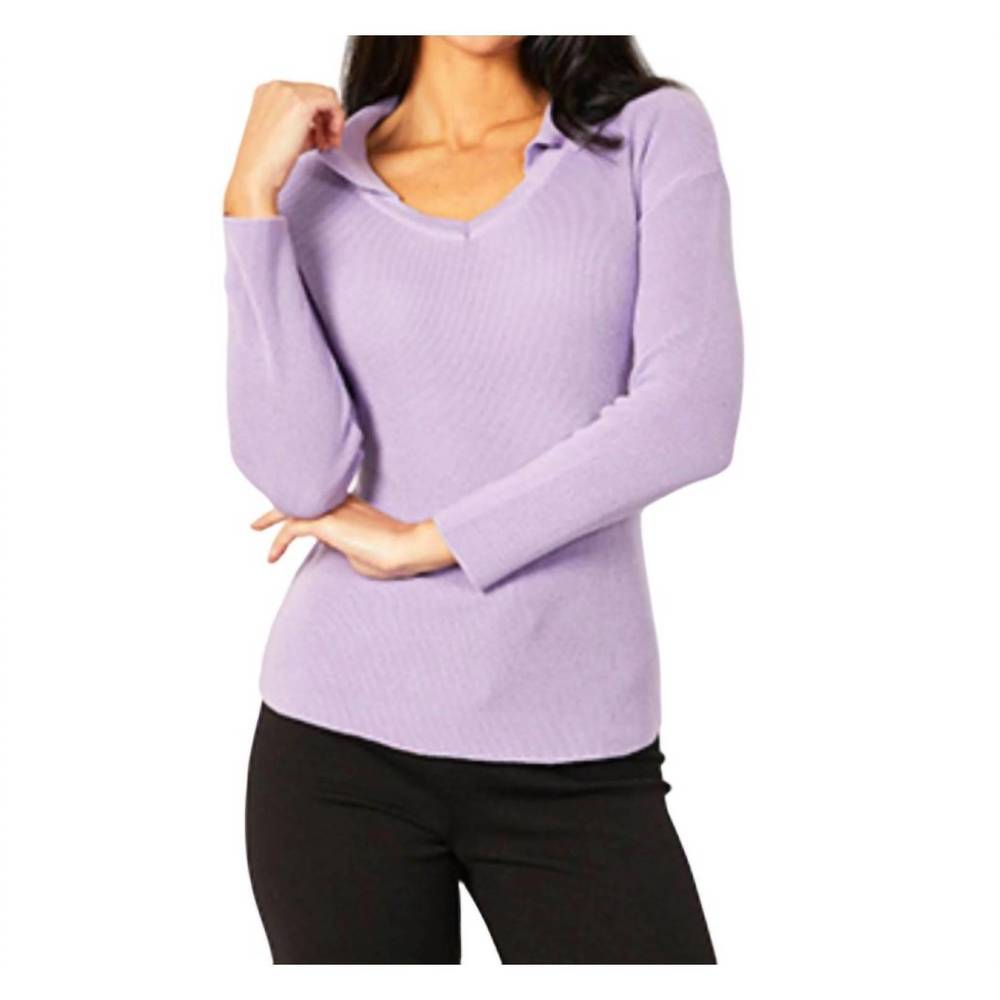NEW ANGEL APPAREL collared v-neck top in lilac